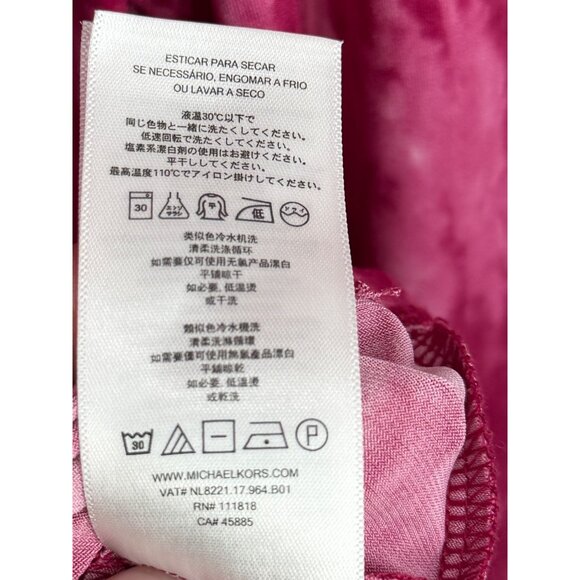 Michael Kors Pink Tie Dye Cold Shoulder Top | Vegan Leather Straps Mob Wife Glam - Picture 14 of 14